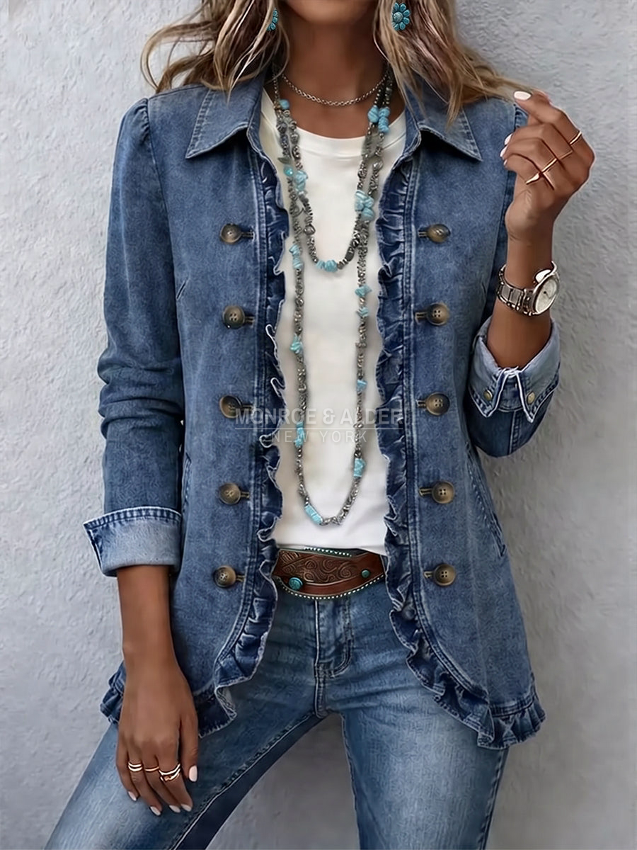 Kathleen™ — Ruffled Denim Jacket