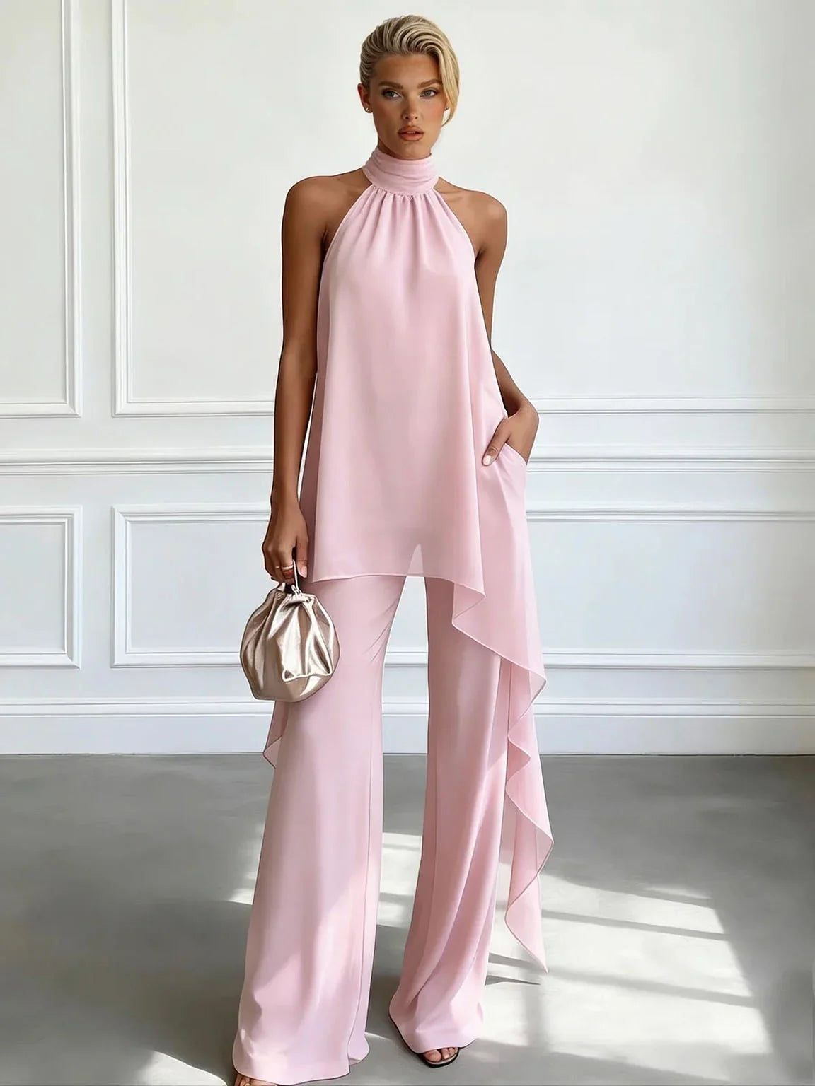 Elegant Halter Top Pants Set