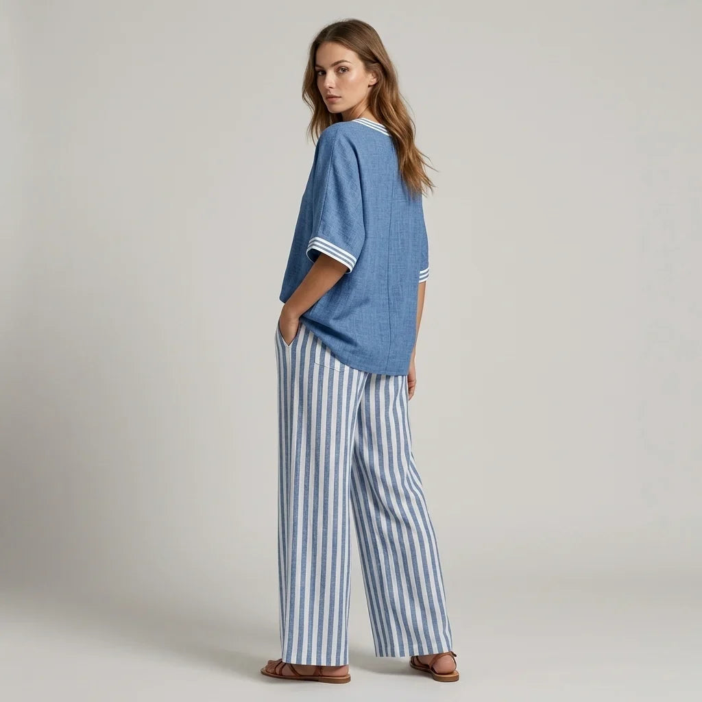 Casual Elegance Striped Pants Set