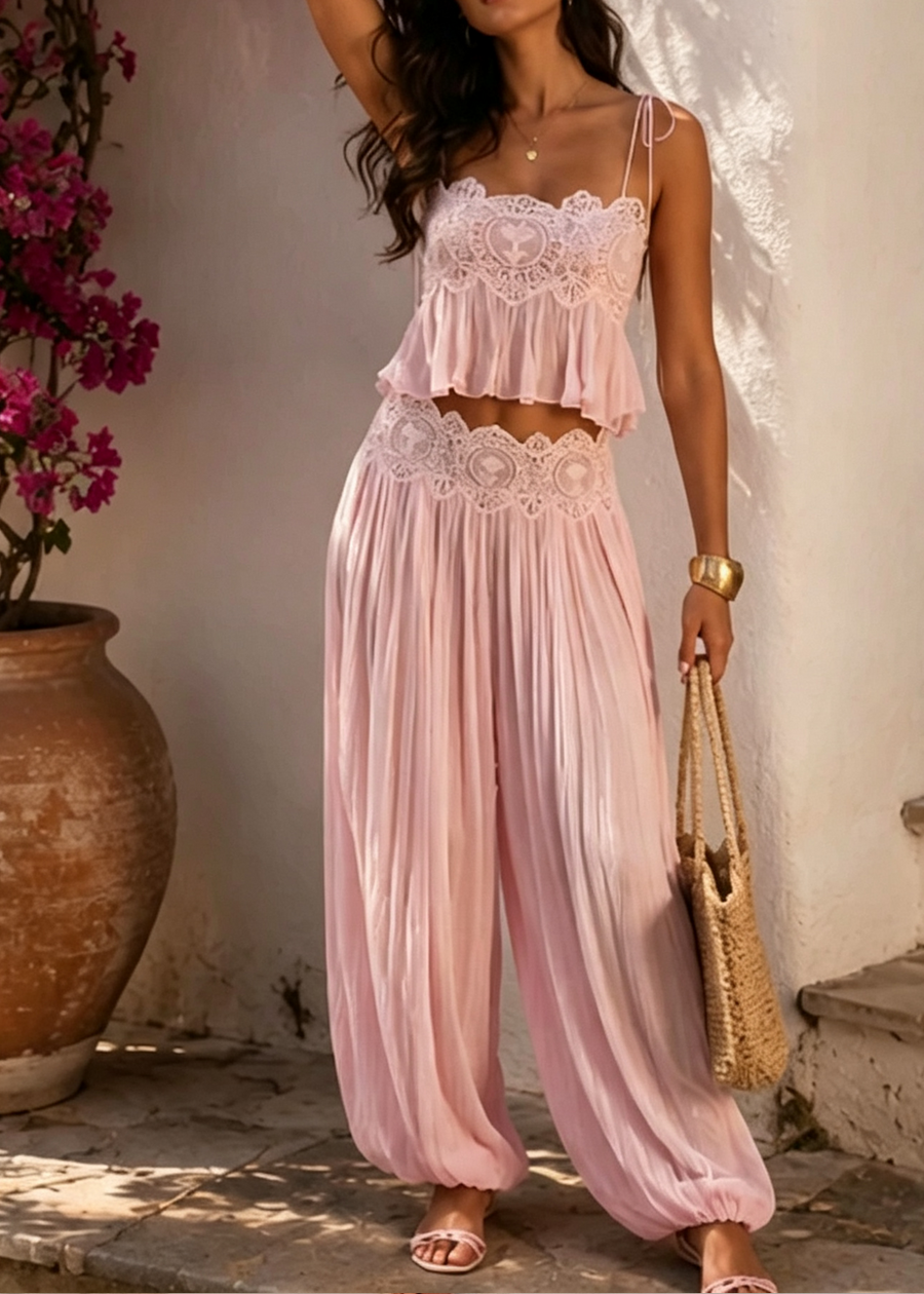 Dreamy Summer Lace Pants Set