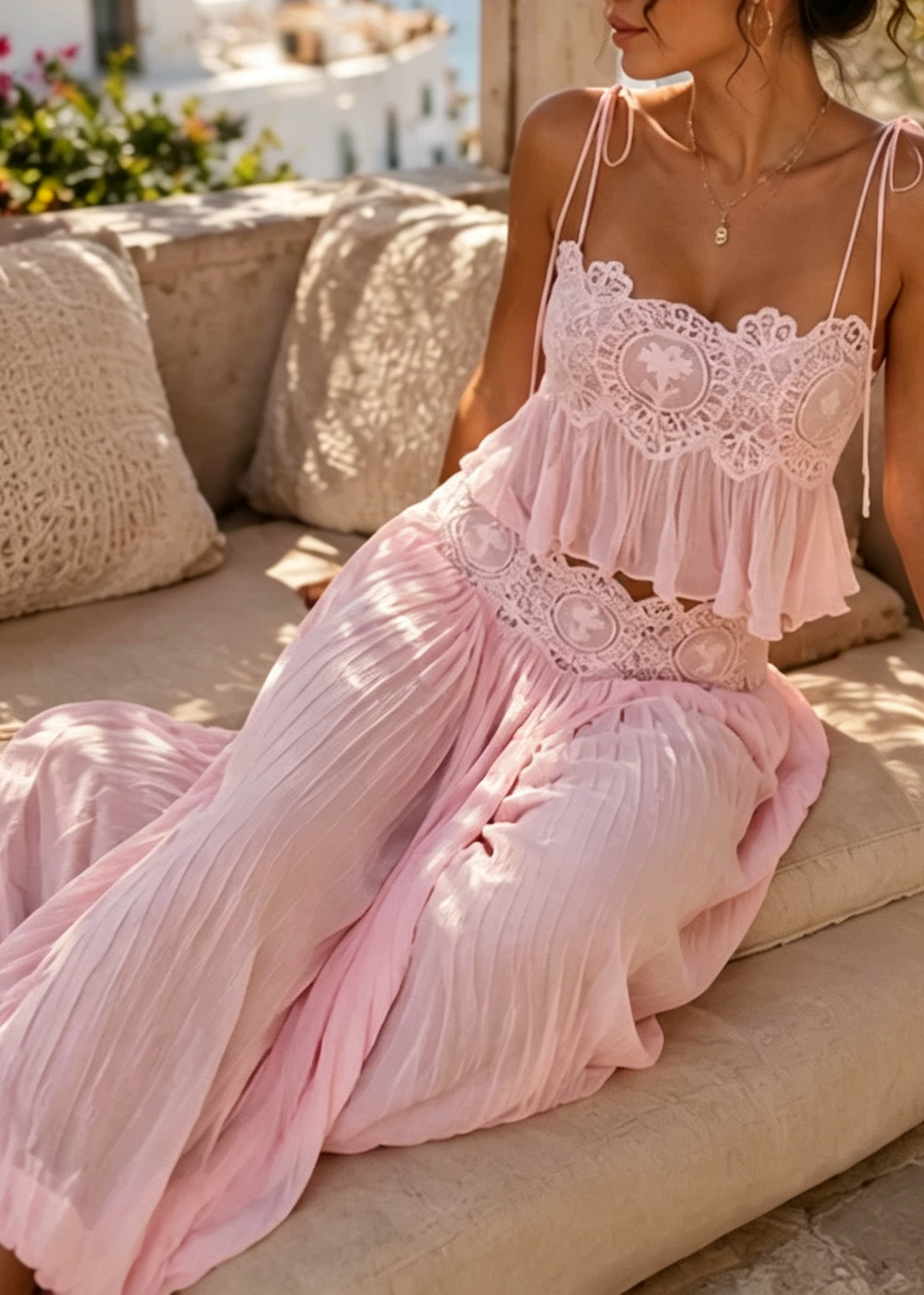 Dreamy Summer Lace Pants Set