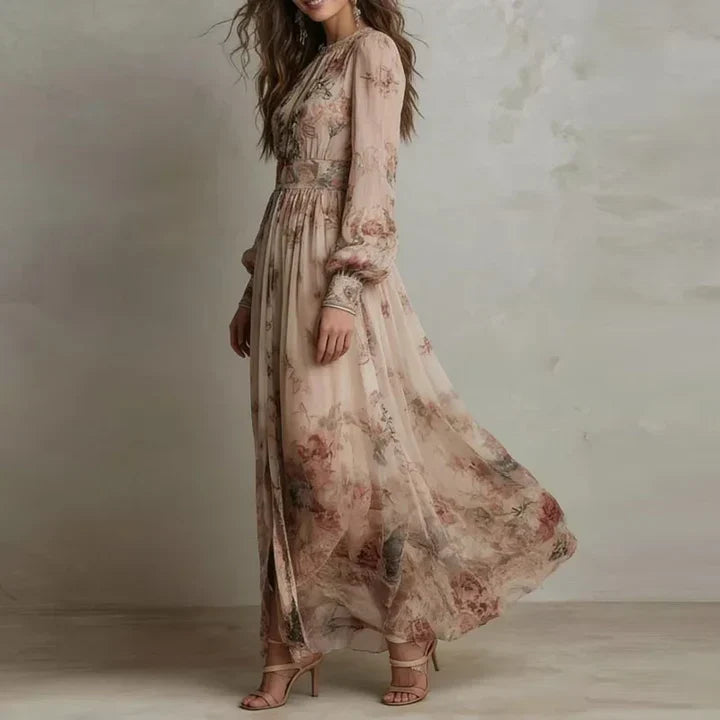 Amelia | Vintage Floral High-Waist Maxi Dress