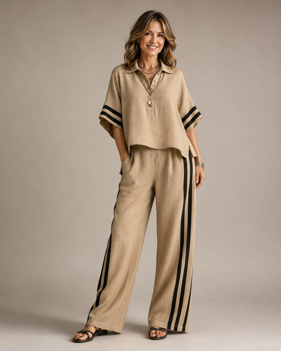 Marlena Striped Wide Leg Pants Set