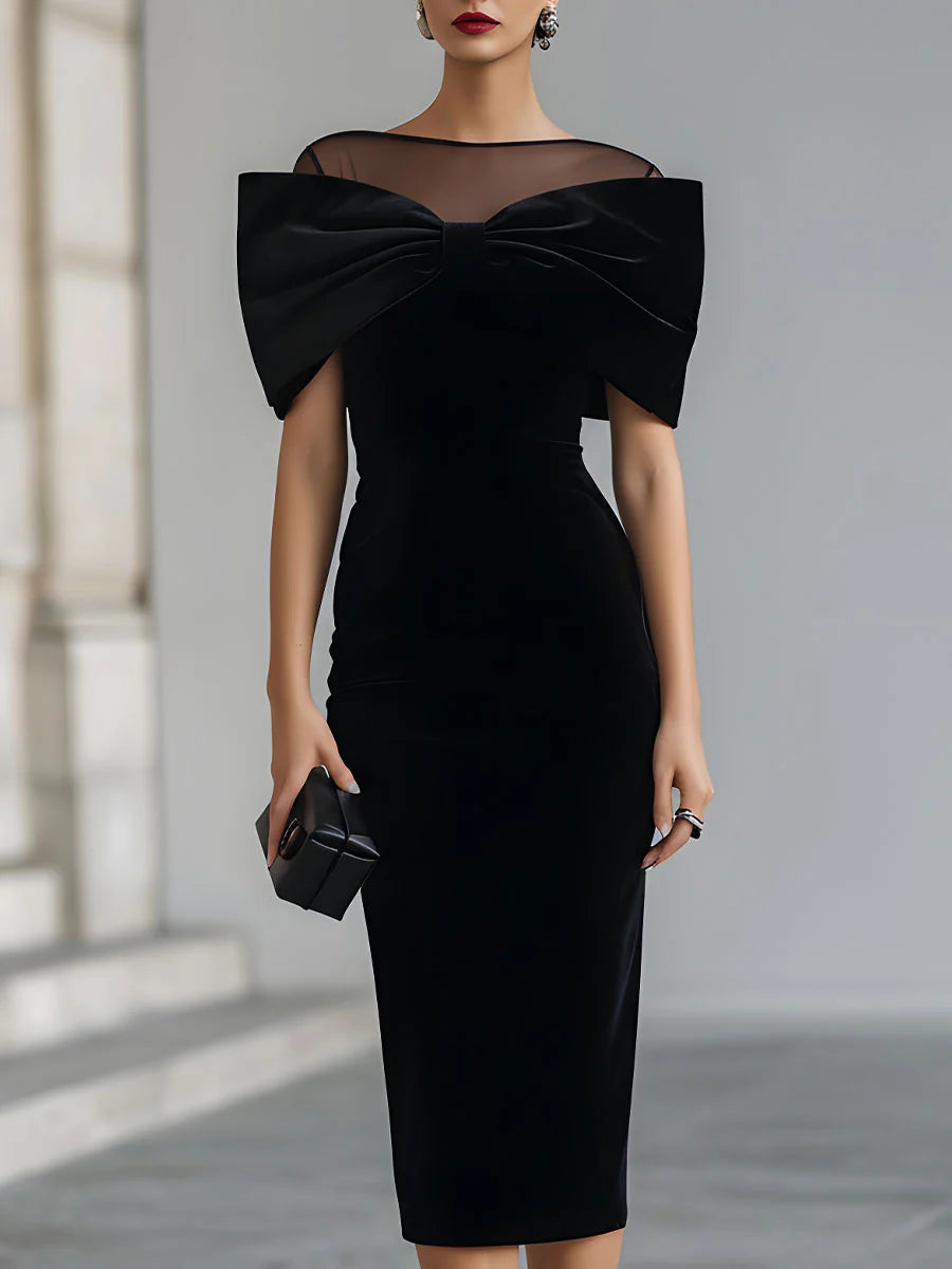 Regina™ | Velvet Bow Midi Dress