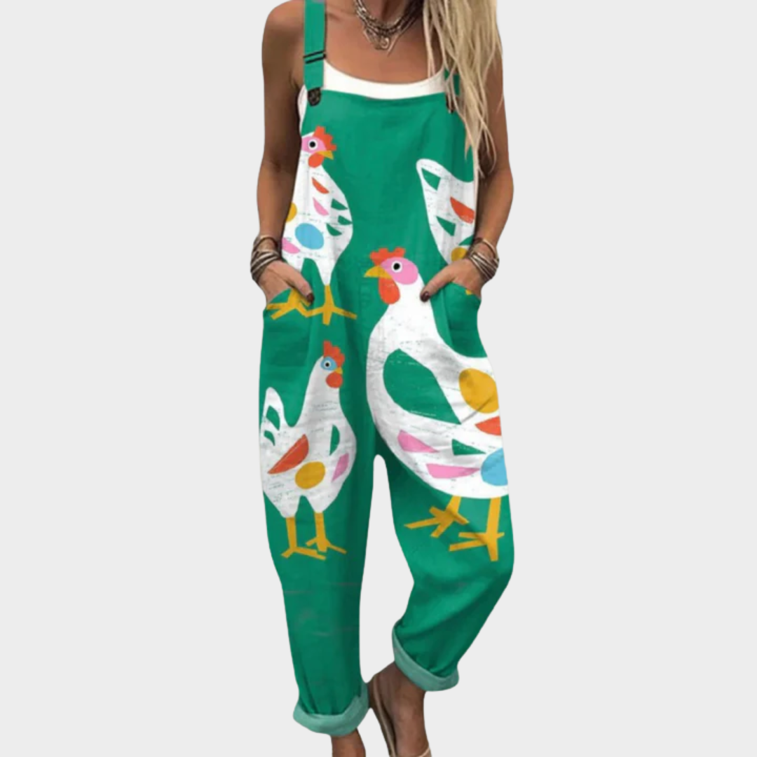 Comfortable Printed Overalls