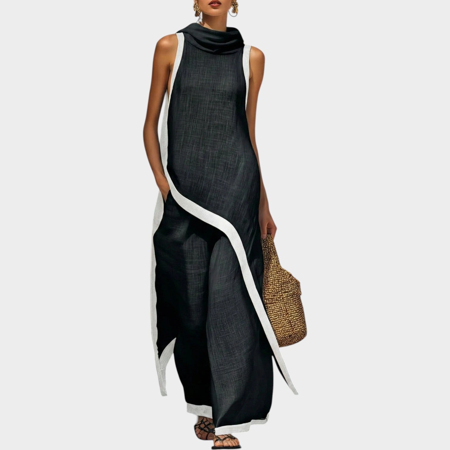 Asymmetric Linen Two-Piece Set
