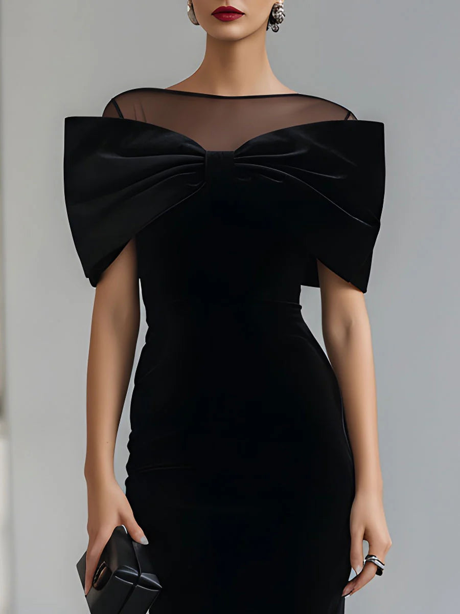 Regina™ | Velvet Bow Midi Dress