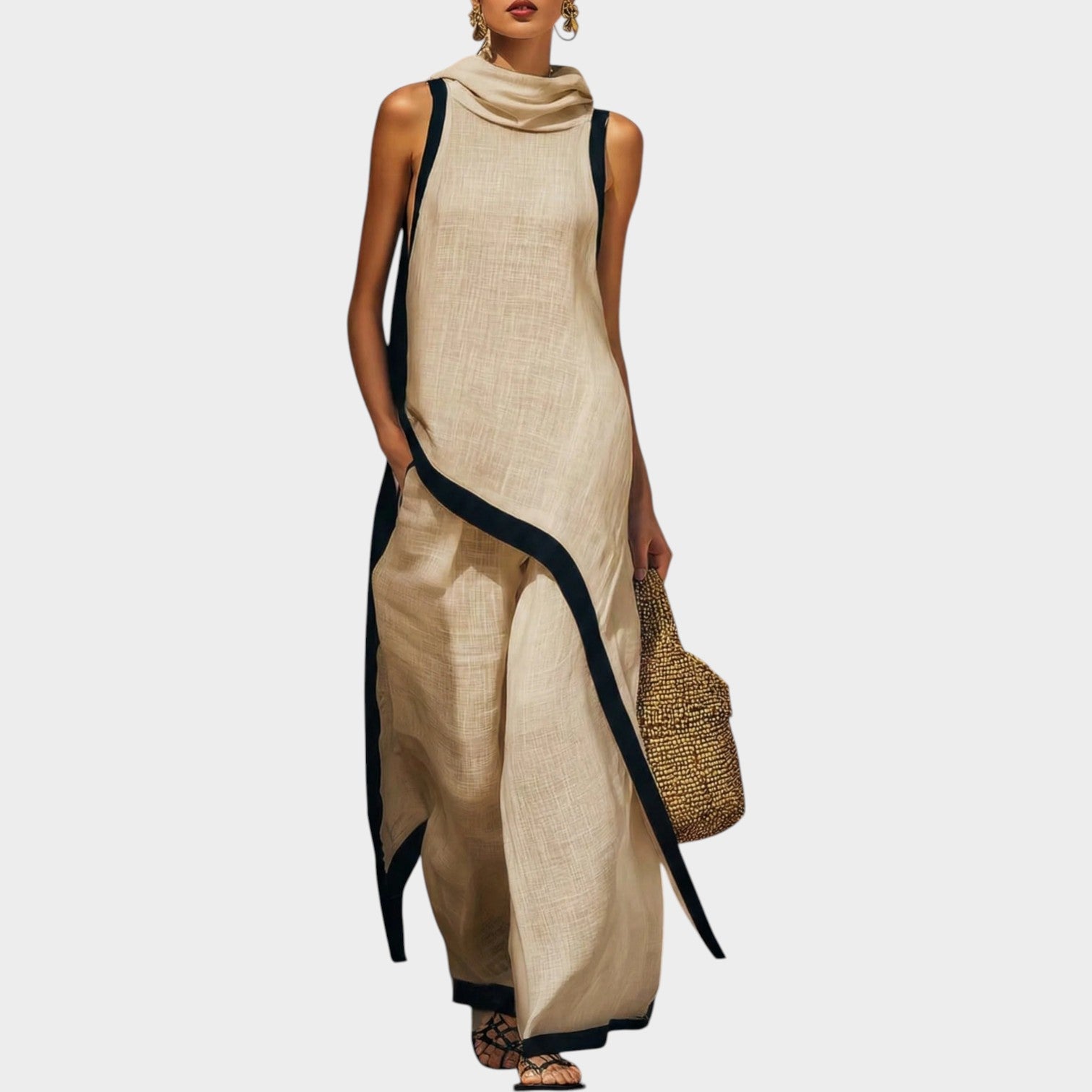 Asymmetric Linen Two-Piece Set