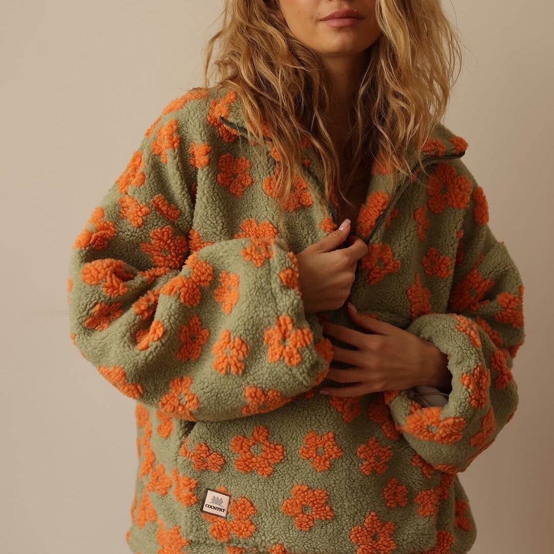 Women’s Sweater | Floral Quarter Zip