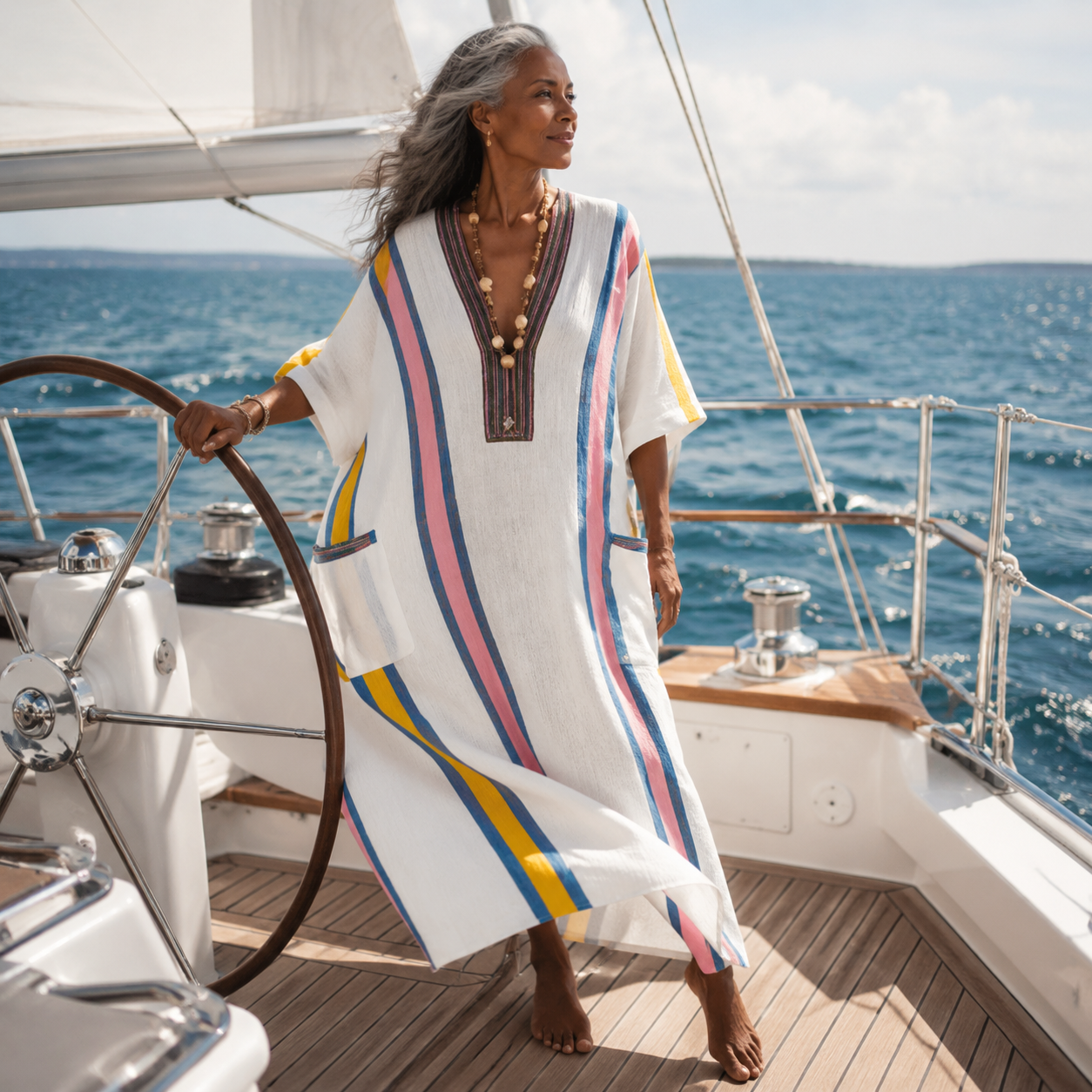 Noemi | V Neck Half Sleeve Pocket Maxi Dress