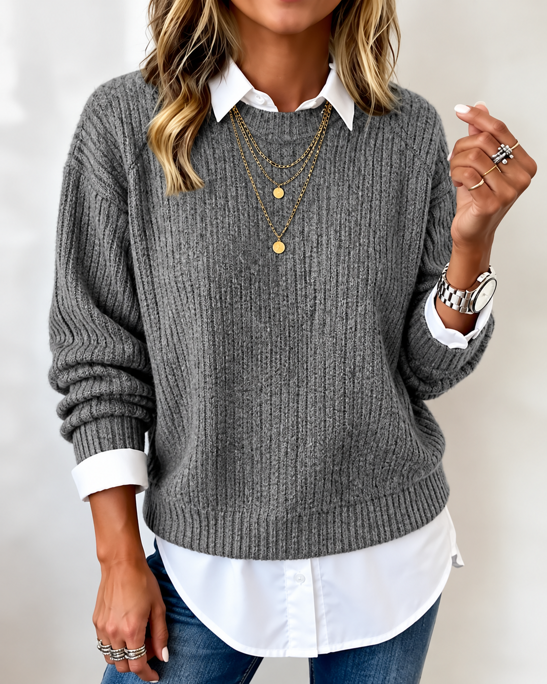 Laluna | Patchwork Crew Sweater
