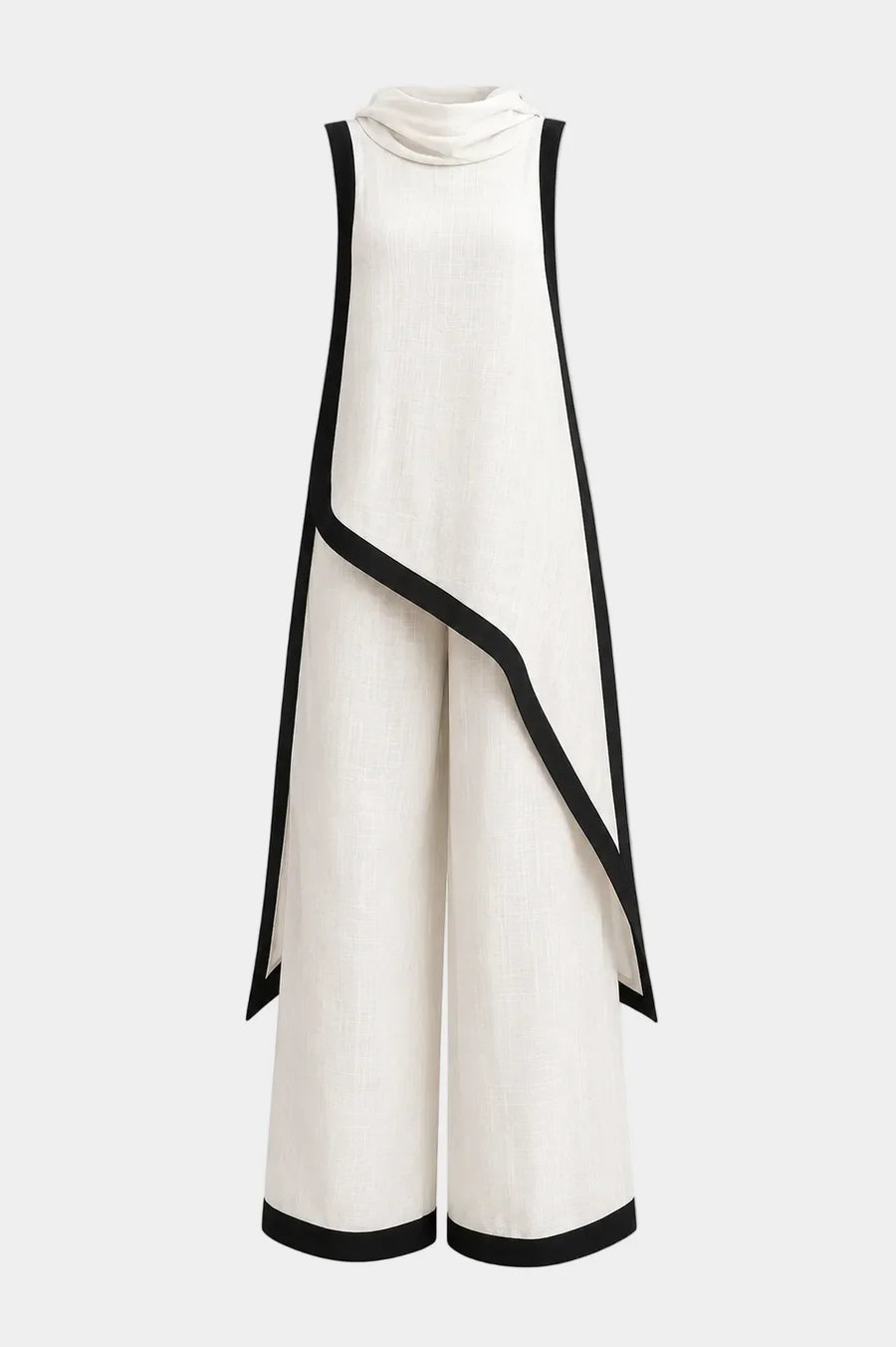 Asymmetric Linen Two-Piece Set