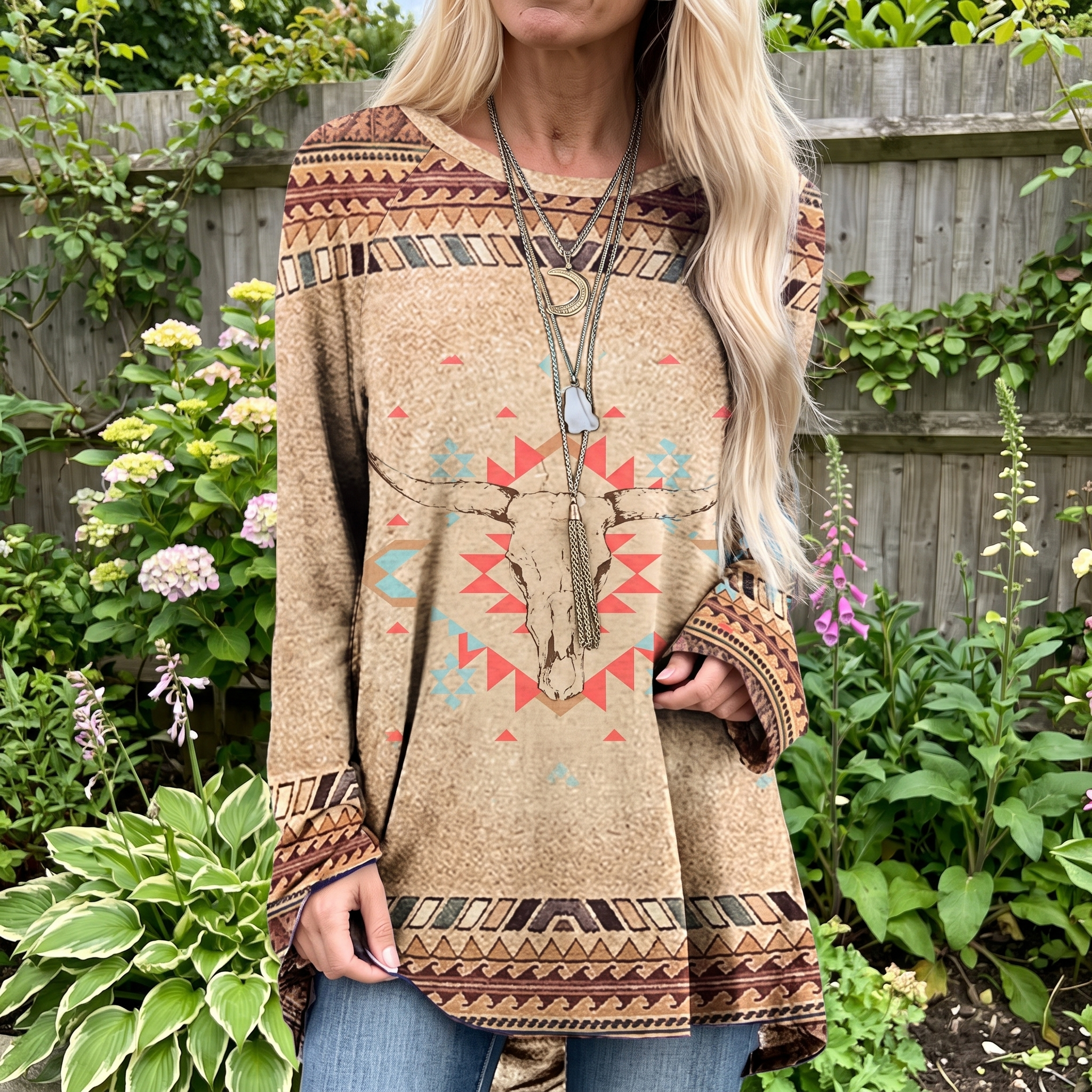 TAWNYBROOK WESTERN ANIMAL PRINT TOP