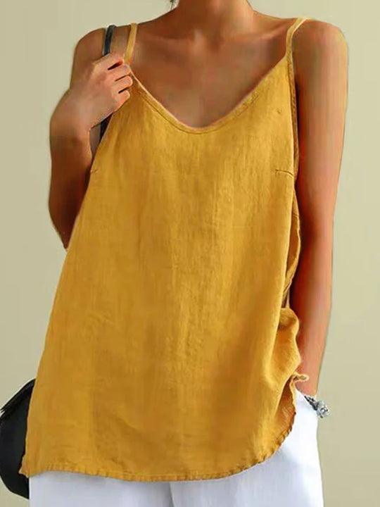 Isla | Spaghetti Strap Linen Top