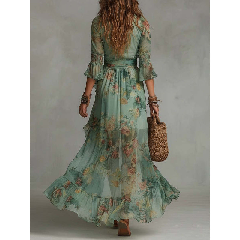 Celeste | Floral Ruffle Wrap Dress