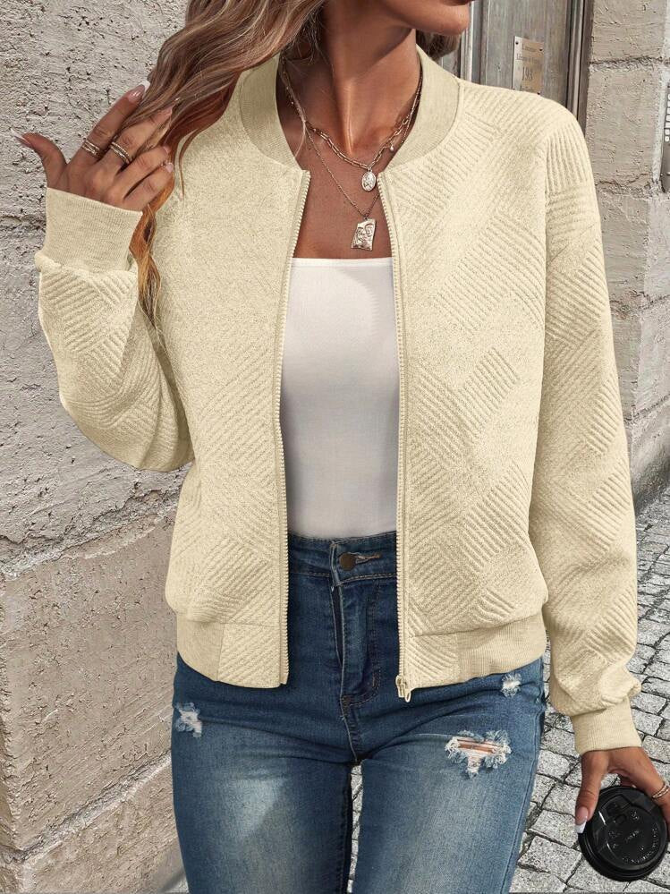 Mireya Jacquard Zip-Up Bomber Jacket