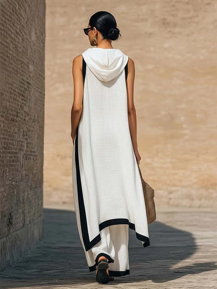Asymmetric Linen Two-Piece Set