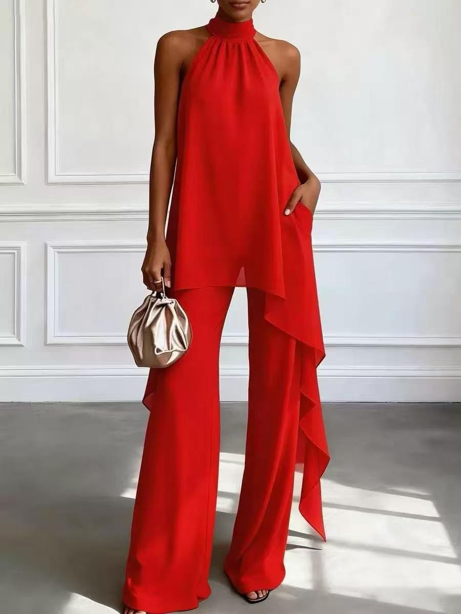 Elegant Halter Top Pants Set