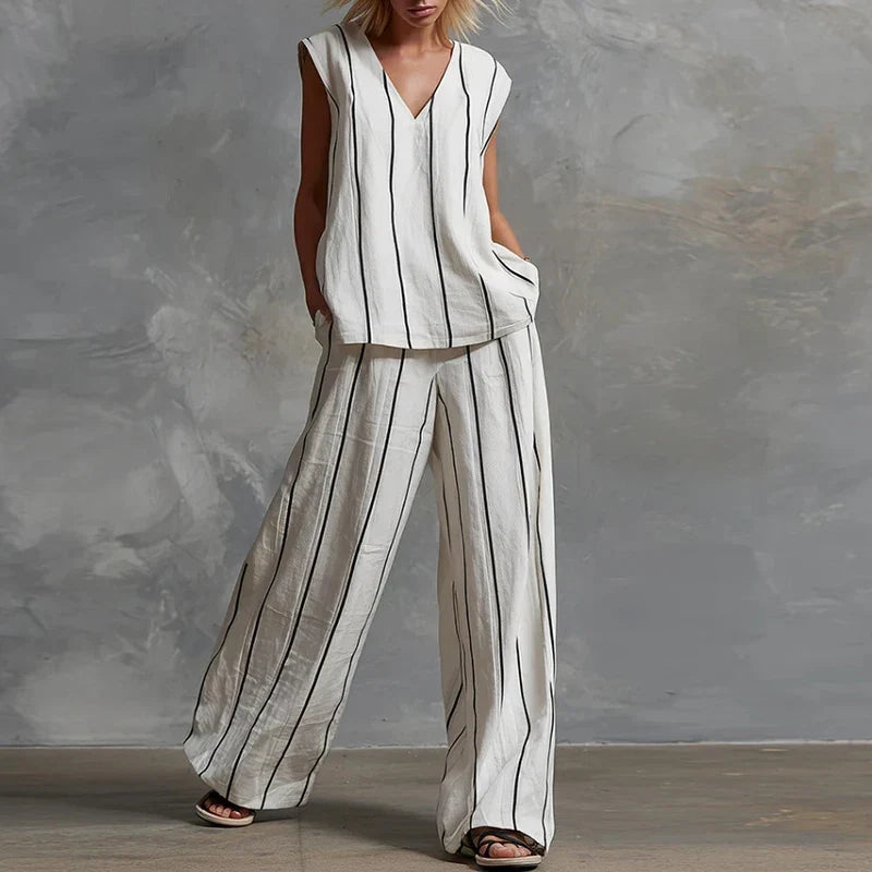 Amelia Striped Summer Pants Set