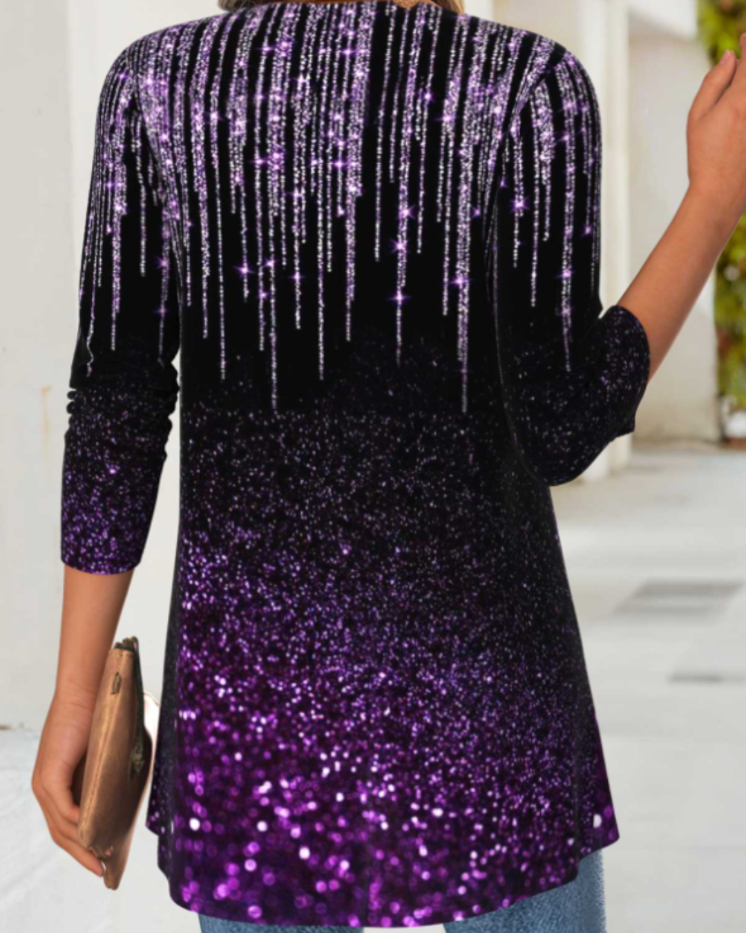 Purple Tummy Coverage Ombre Long Sleeve Lightweight Cardigan