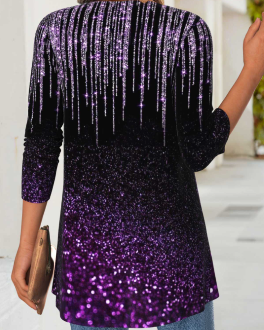 Purple Tummy Coverage Ombre Long Sleeve Lightweight Cardigan