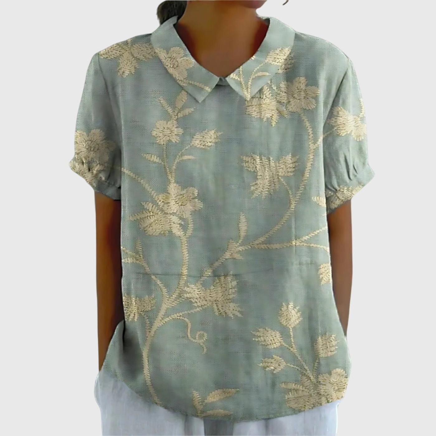 Floral Linen Short Sleeve Women