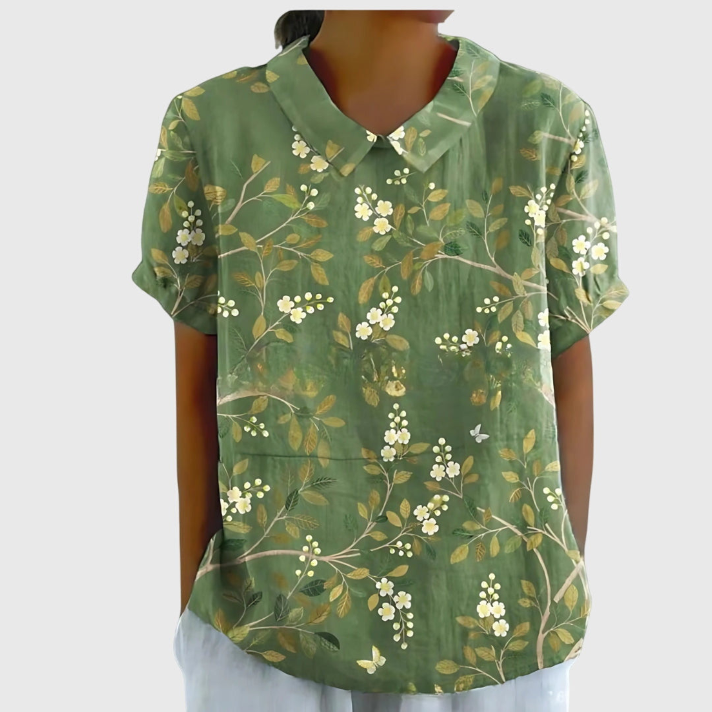 Floral Linen Short Sleeve Women