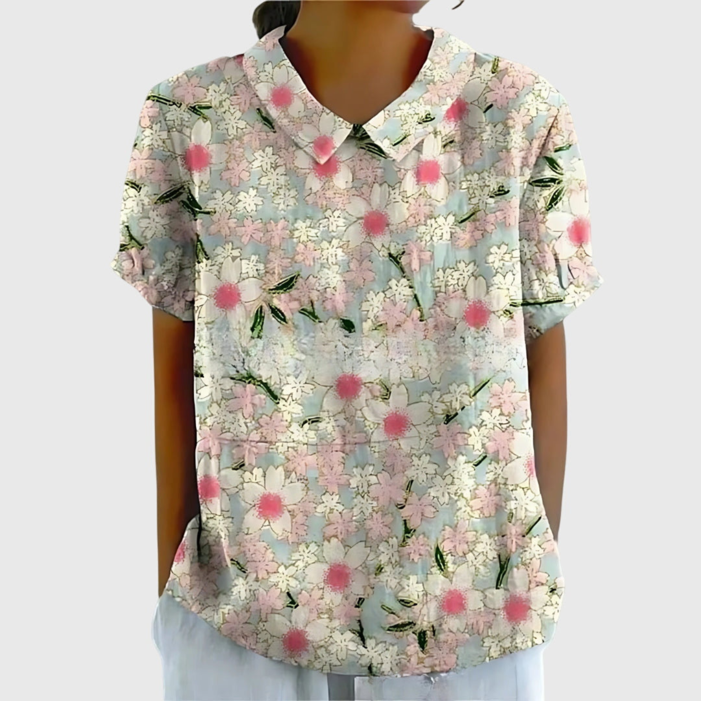 Floral Linen Short Sleeve Women