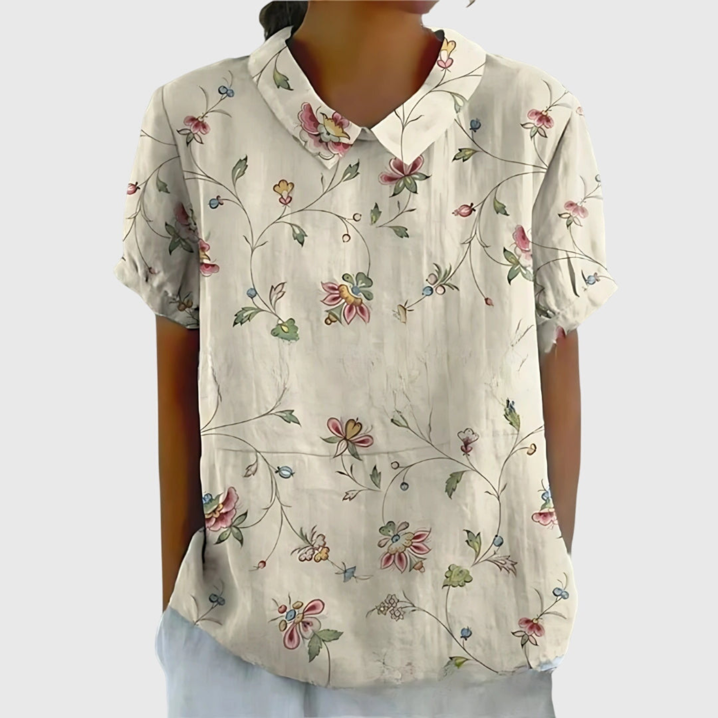 Floral Linen Short Sleeve Women