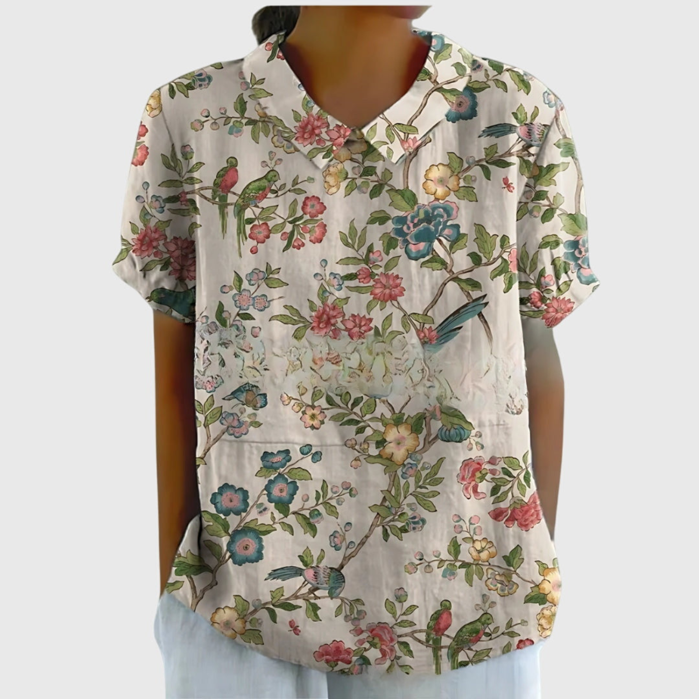 Floral Linen Short Sleeve Women