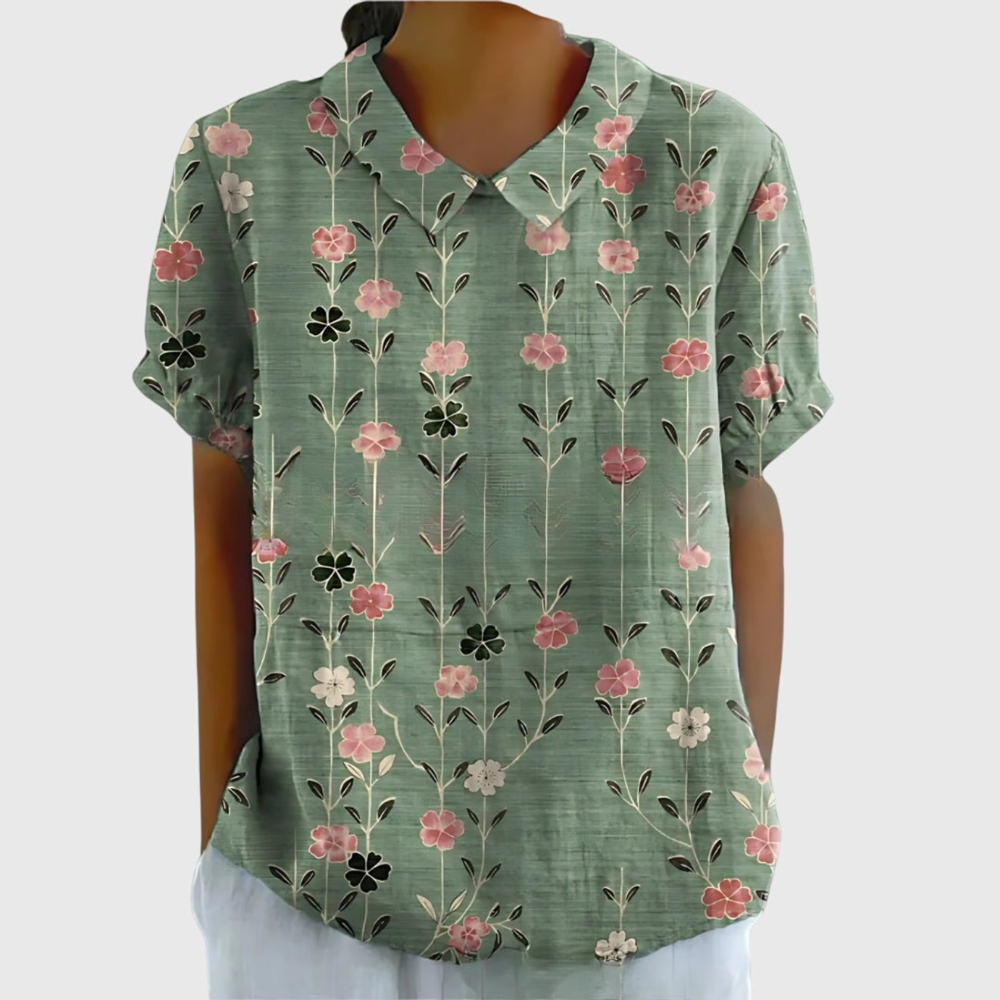 Floral Linen Short Sleeve Women