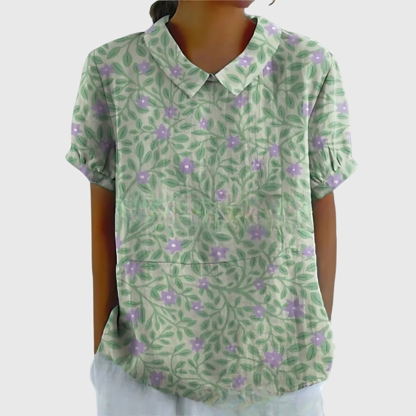 Floral Linen Short Sleeve Women