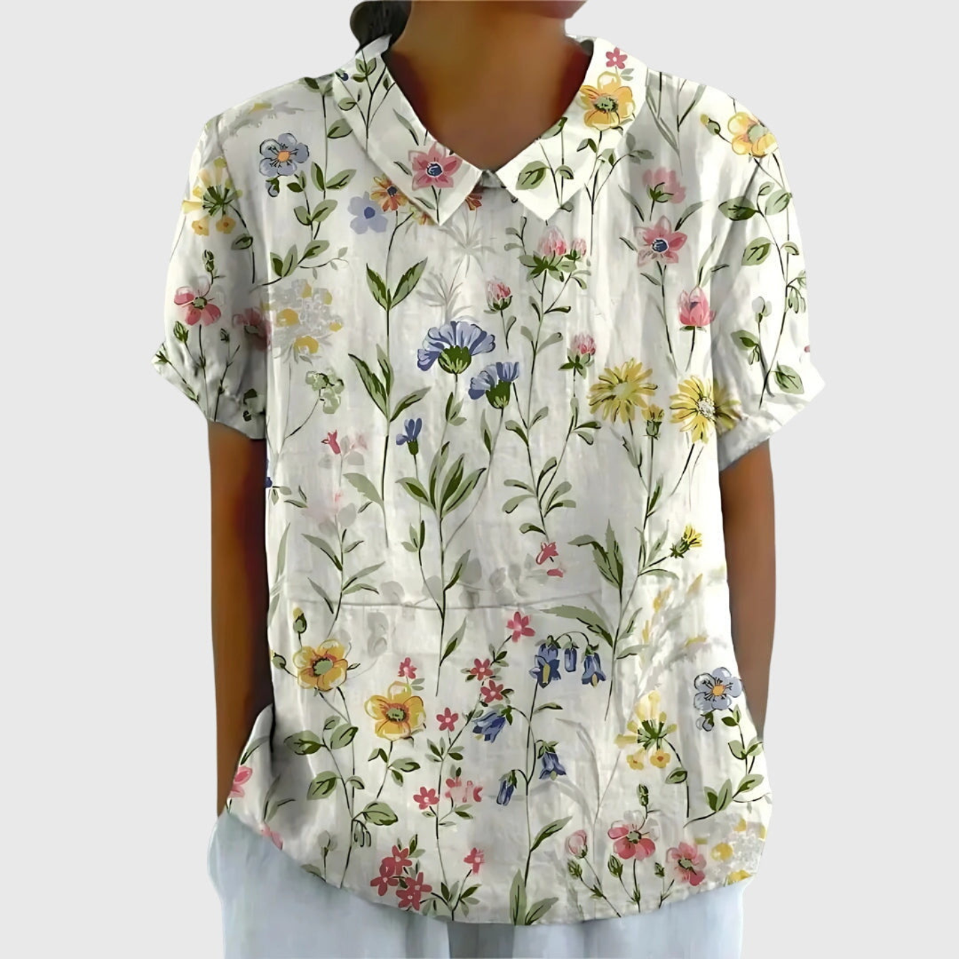 Floral Linen Short Sleeve Women