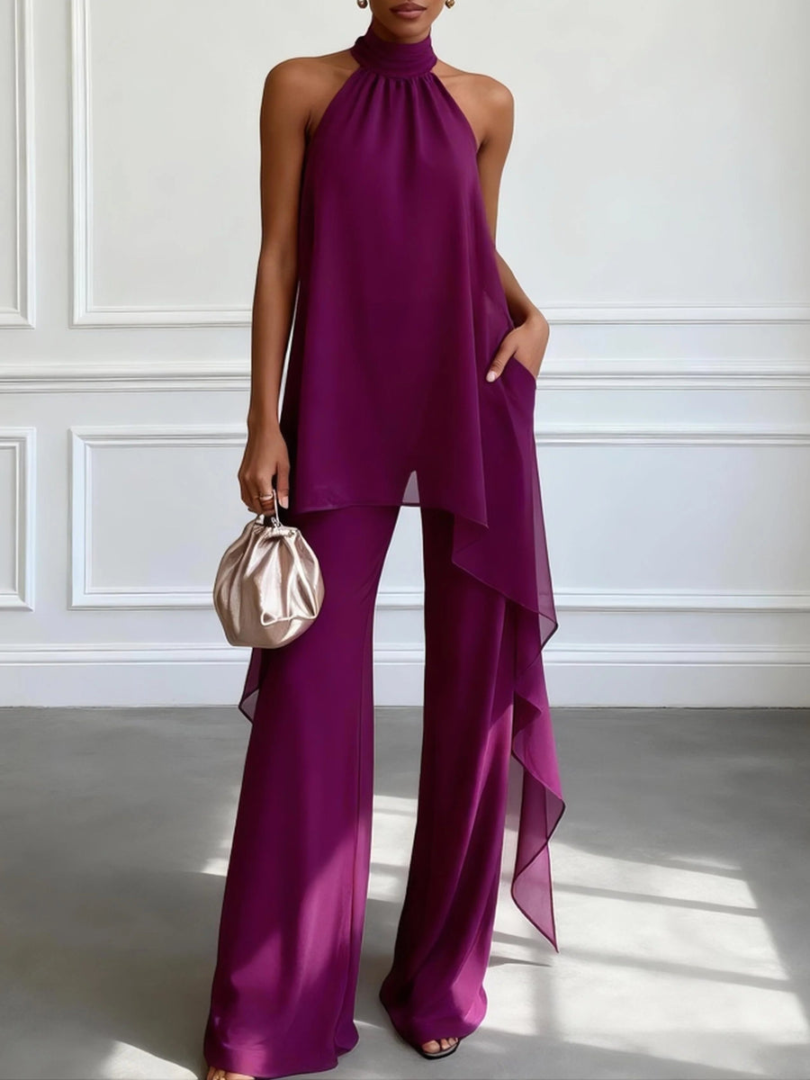 Elegant Halter Top Pants Set