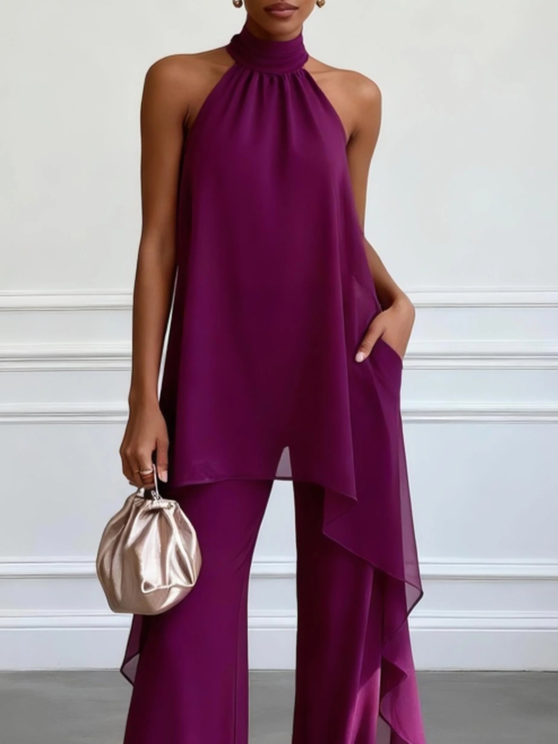 Elegant Halter Top Pants Set