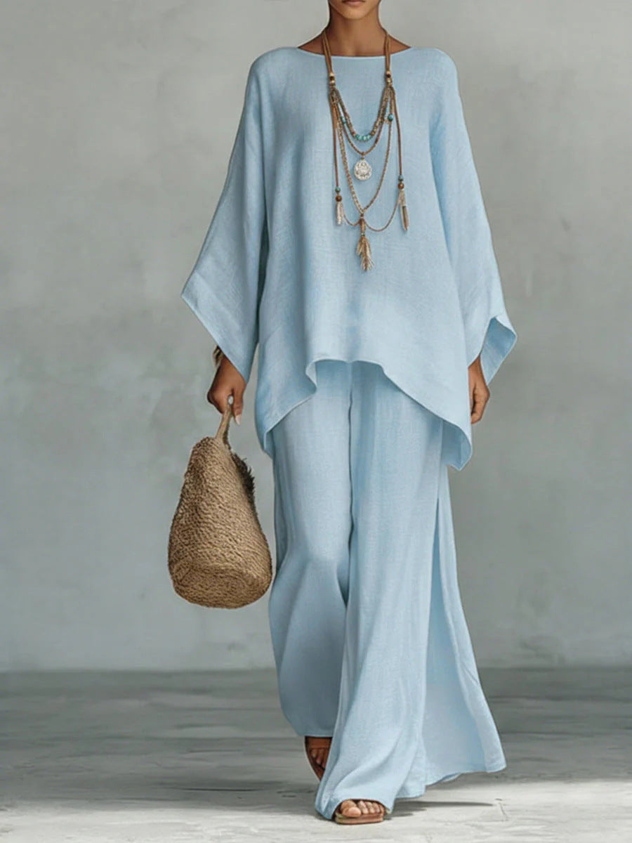 Minimalist Flowy Top And Pants Set