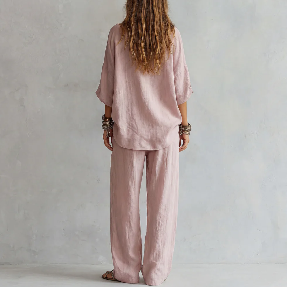 Off-shoulder Top And Wide-leg Pants Set