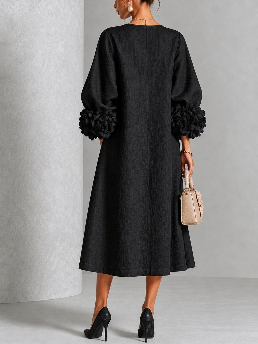Néva | Black Floral Button-Up Dress