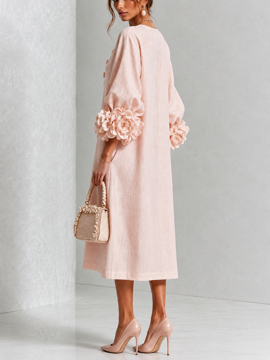 Rosalie | Buttoned Floral Pink Dress