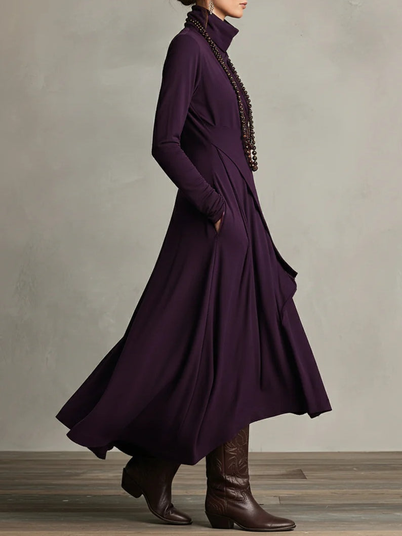 Iris | Asymmetrical Pleated Purple Maxi Dress