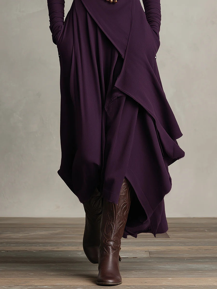 Iris | Asymmetrical Pleated Purple Maxi Dress