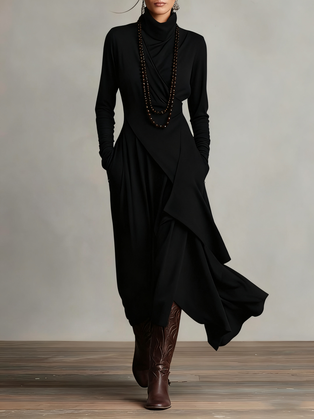 Iris | Asymmetrical Pleated Purple Maxi Dress