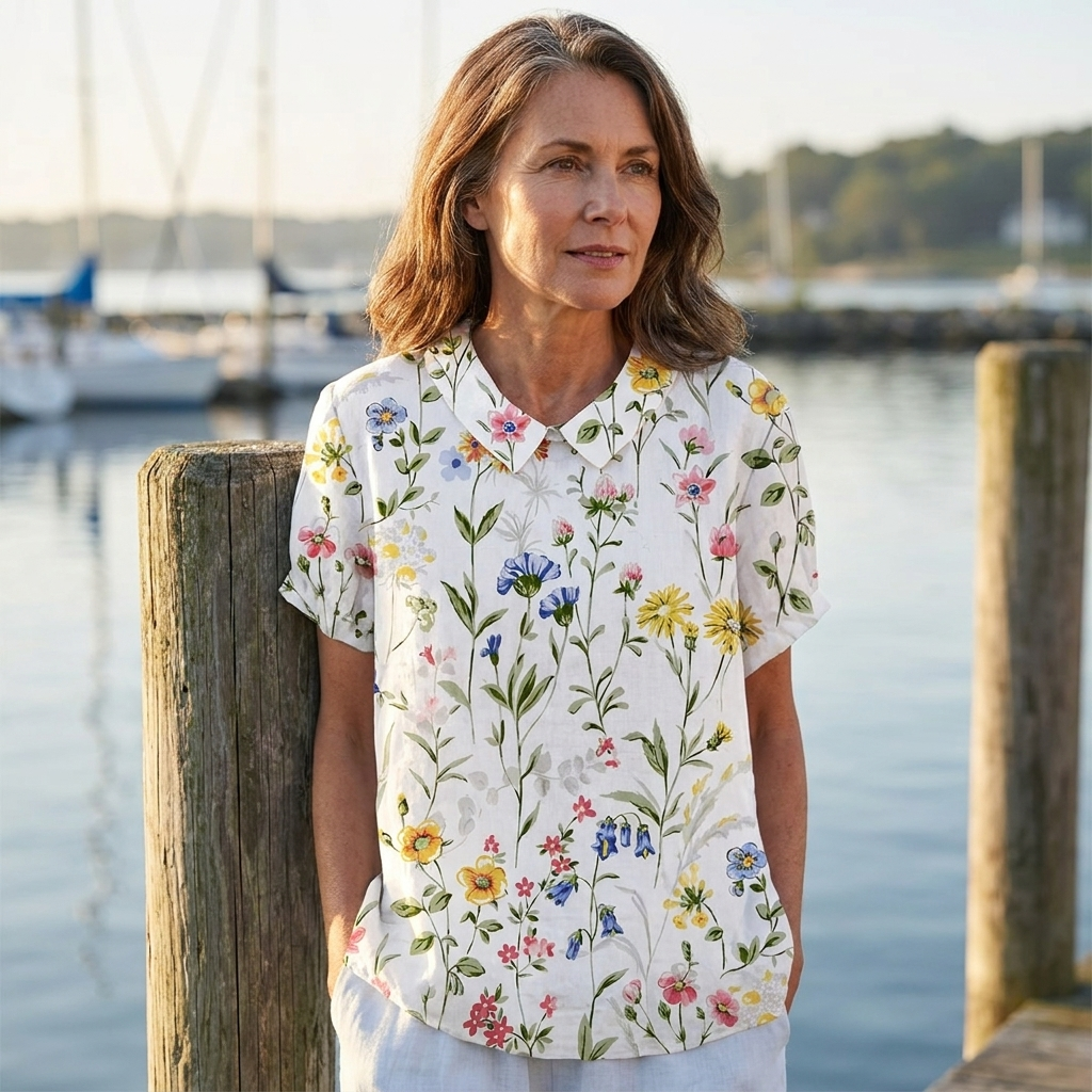 Floral Linen Short Sleeve Women