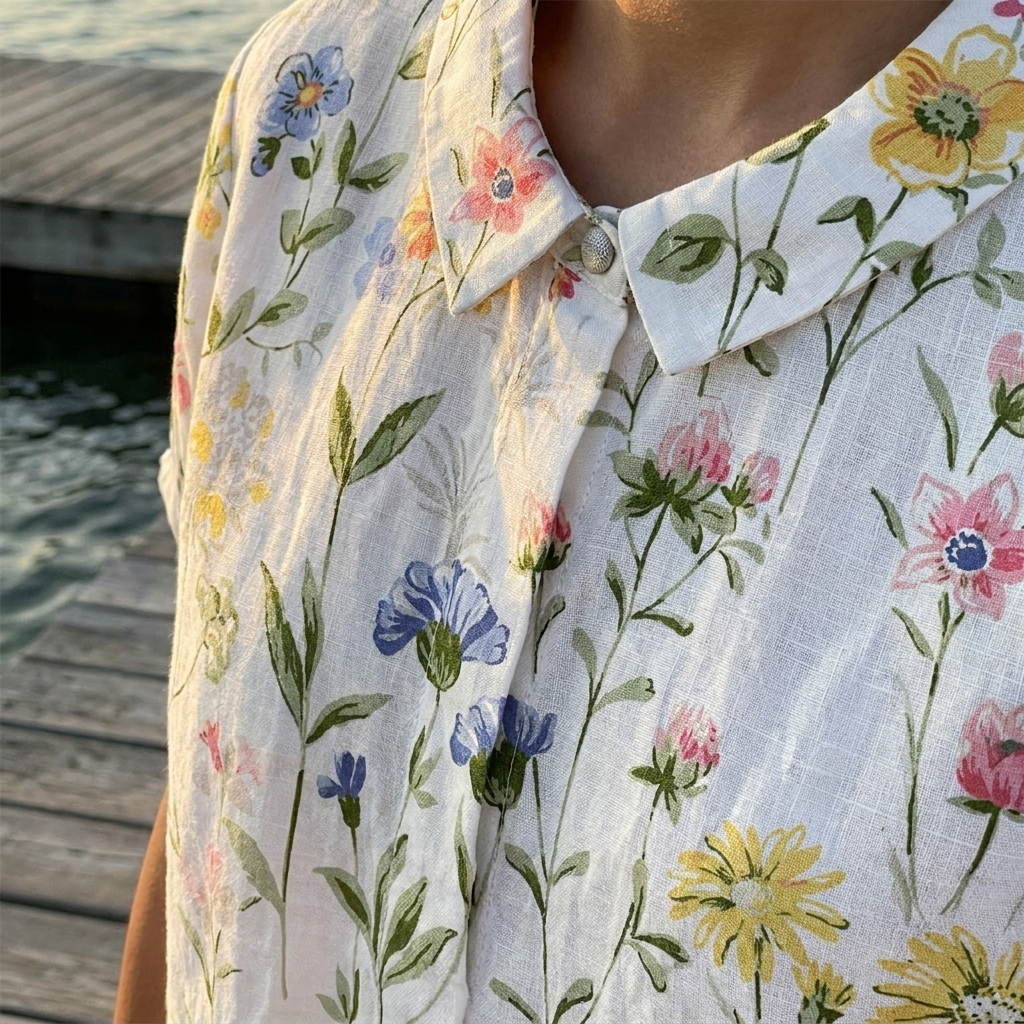 Floral Linen Short Sleeve Women