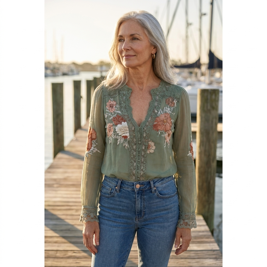 Sienna | Lace Trim Floral Blouse