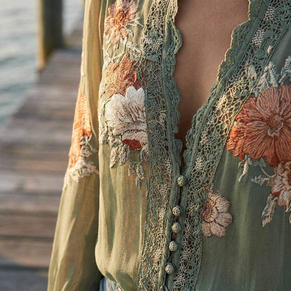 Sienna | Lace Trim Floral Blouse