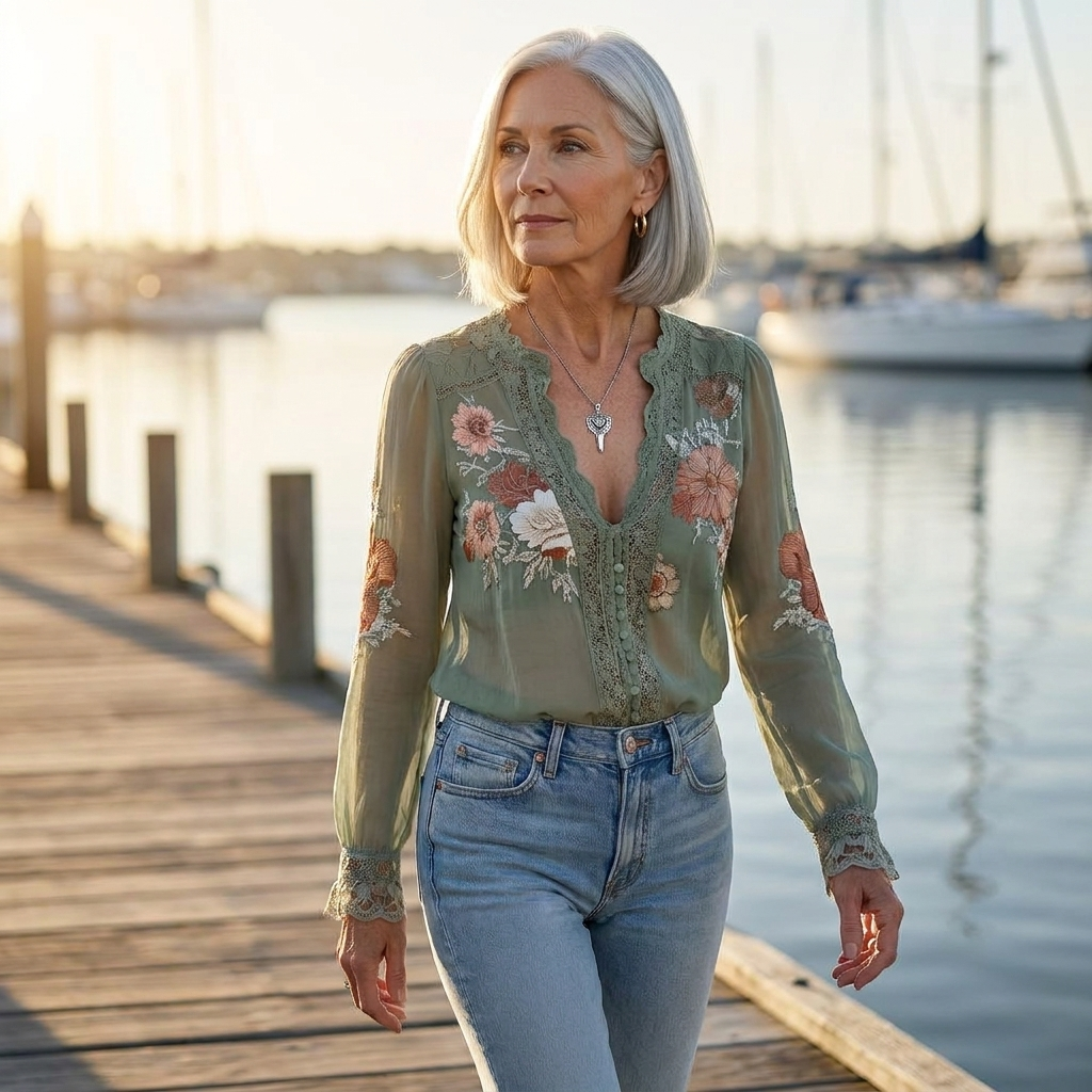 Sienna | Lace Trim Floral Blouse
