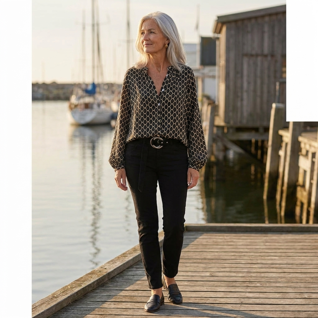 Vivienne | Geometric Print V-Neck Blouse