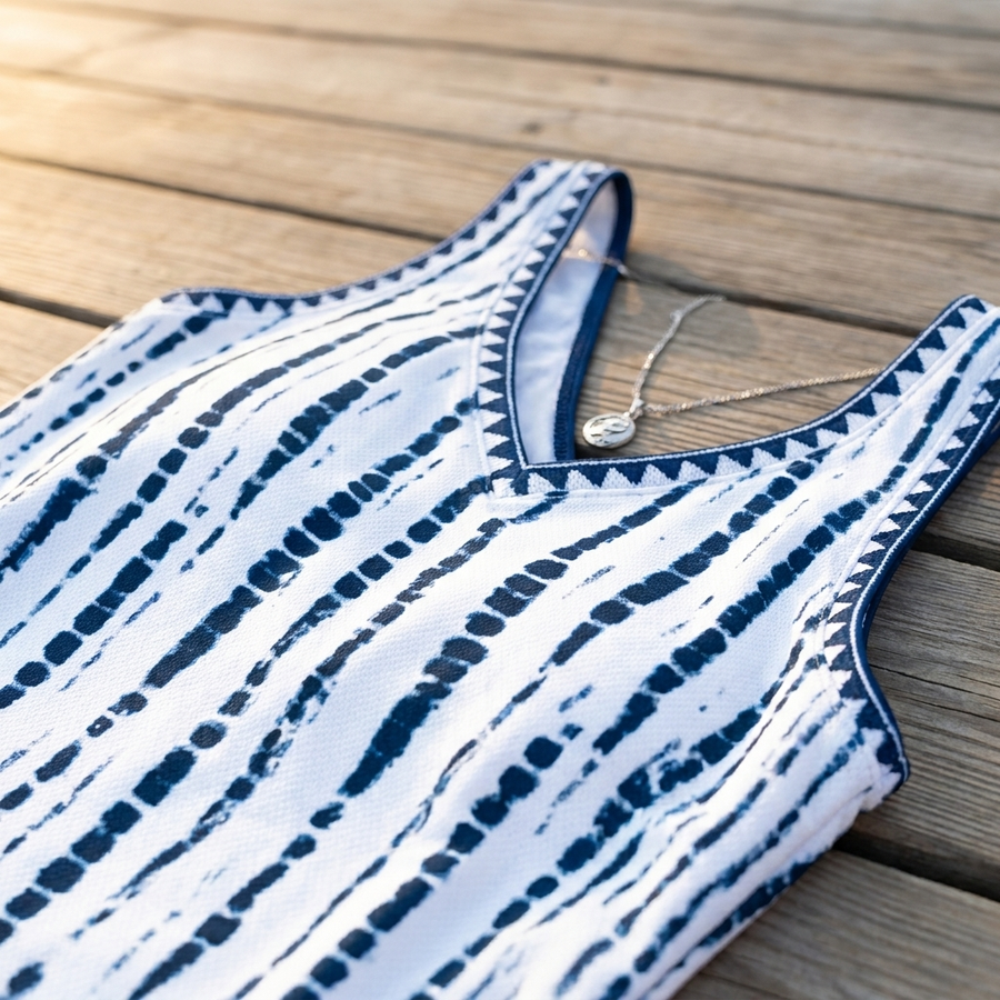 Mia | Casual Two Piece Printed V-Neck Swimsuit with Pockets