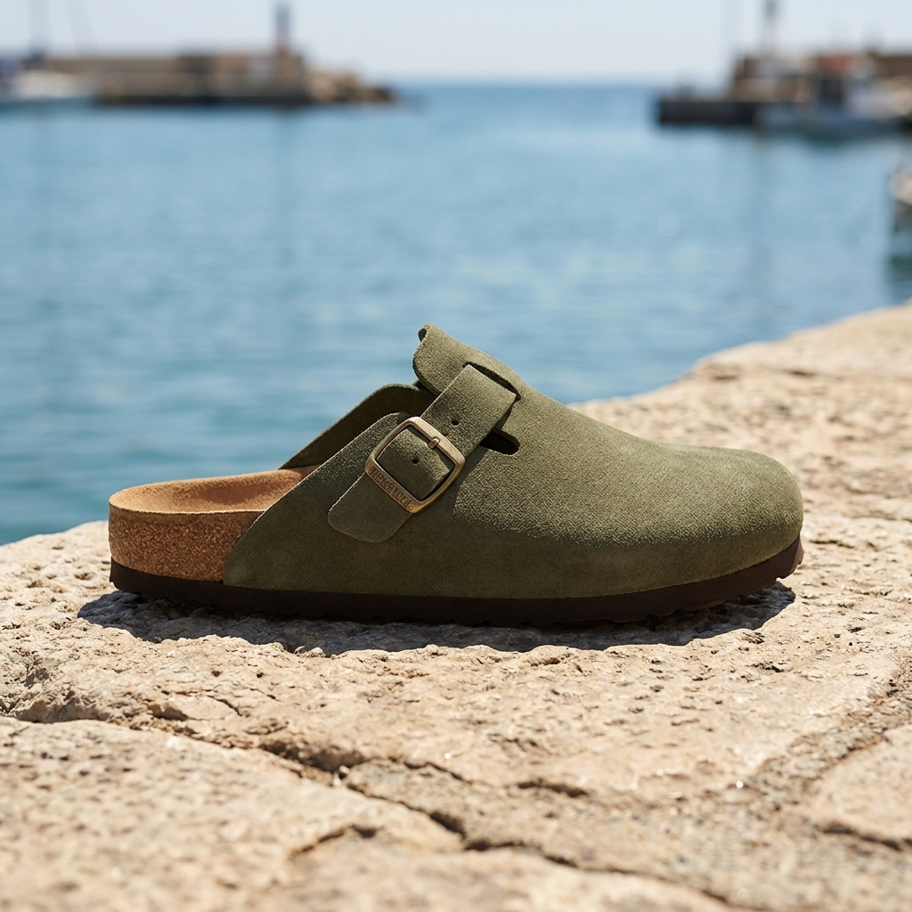 Aria | Suede Clogs with Cork Footbed